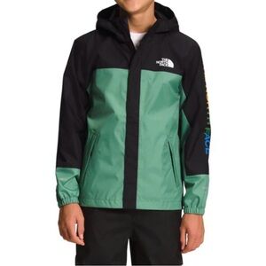 The North Face Boys Green and Black Hooded Antora Rain Jacket